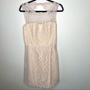 Jim Hjelm Occasions Midi Racerback Lace & Nude Bridal Bride Bohemian Dress Sz 12